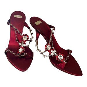 Giorgio Fabiani Red Stiletto heels with Rhinestone Beaded Size 36.5